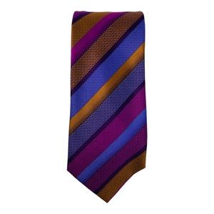 Silk Tie In Purple With Gold Stripes Kenneth Cole NewYork